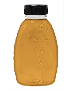1 lb Classic Plastic Honey Bottles with Black Snap Cap Lids - 24 Pack